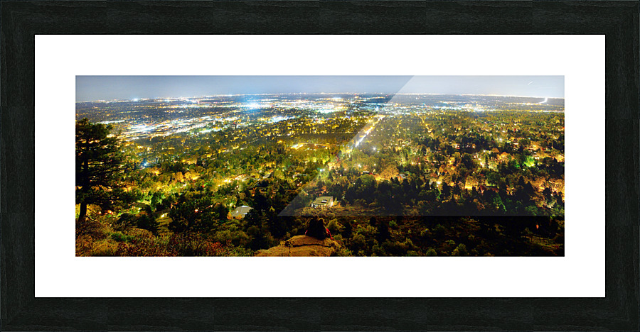 Boulder Colorado City Lights Panorama  Framed Print Print