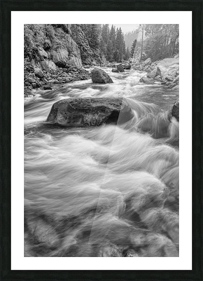 Rocky Mountain Streaming in Black and White Frame print