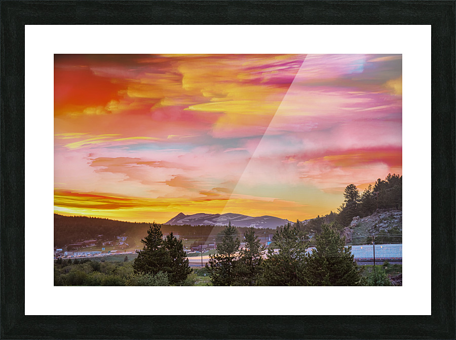 Small Mountain Town Sunset  Framed Print Print