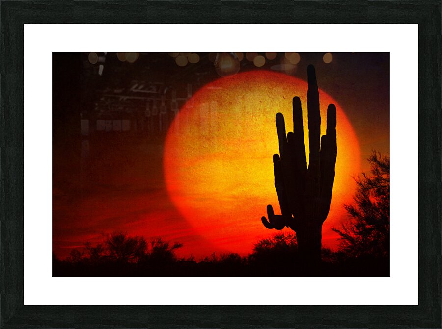 Big Sun Saguaro Sunset Frame print
