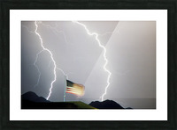 USA Flag and Lightning Picture Frame print