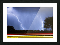 Lightning Storm Red White Blue Picture Frame print