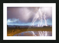 Lightning Striking Longs Peak Foothills 4 Picture Frame print