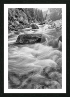 Rocky Mountain Streaming in Black and White Picture Frame print