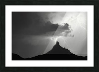 Pinnacle Peak Arizona Lightning Strike BW Picture Frame print