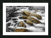 Cascading Water and Rocky Mountain Rocks BWSC Picture Frame print