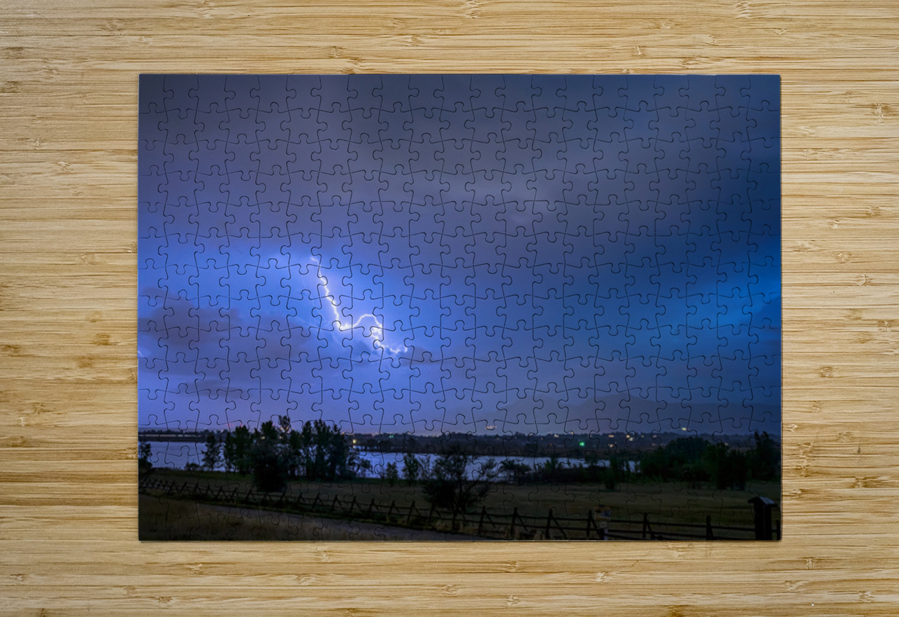 Lightning Striking Over Boulder Reservoir Bo Insogna Puzzle printing