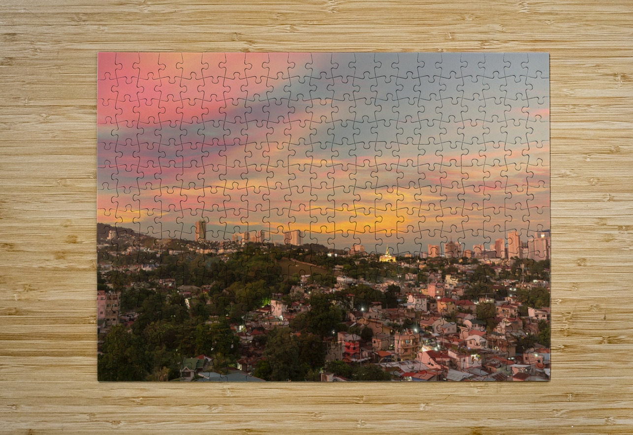 Painted Skies Over Lahug Timed Stacked Sunset in Cebu City Bo Insogna Puzzle printing