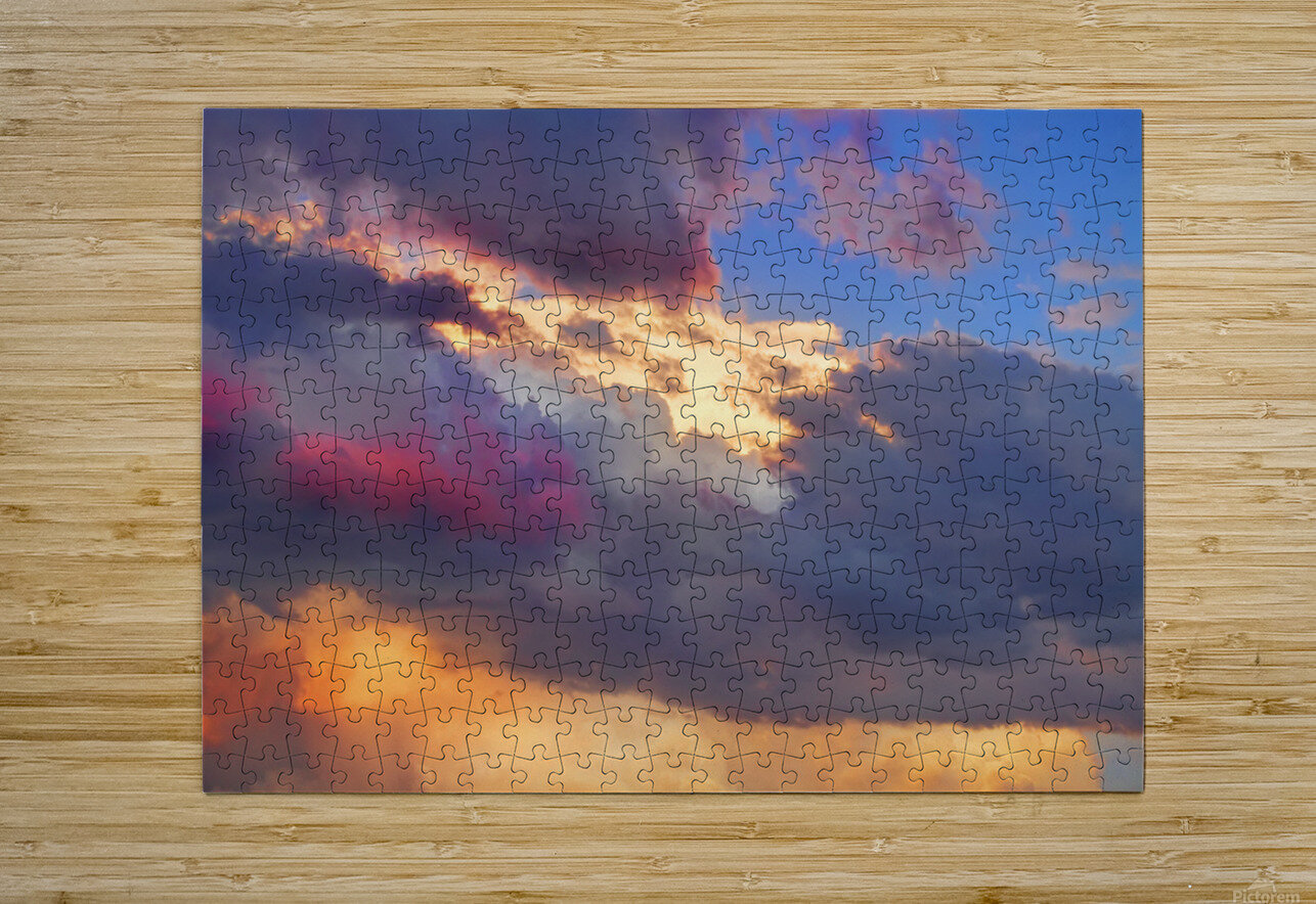 Cloudscape Sunset Touch Blue  HD Metal print with Floating Frame on Back