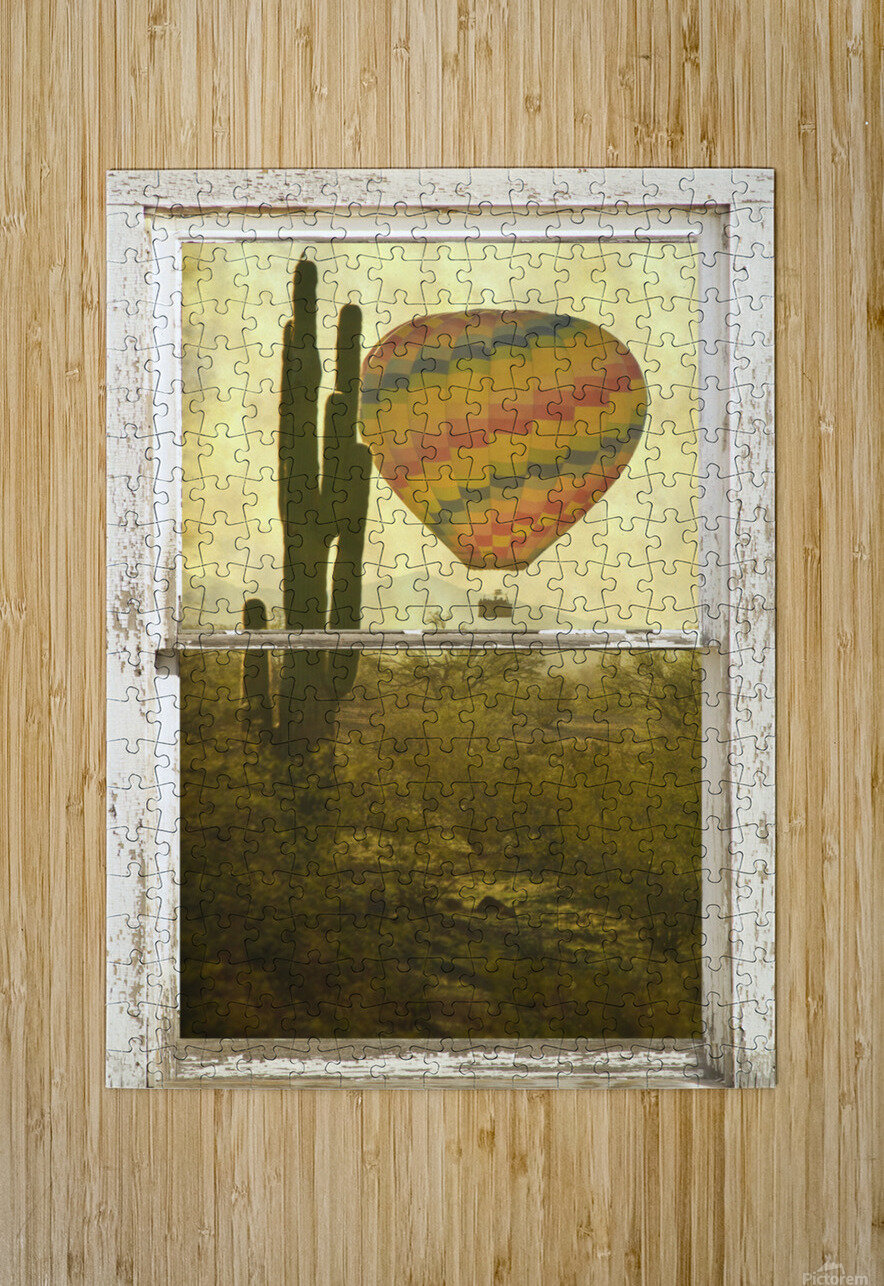 Arizona Hot Air Balloon White Window Peal View  HD Metal print with Floating Frame on Back