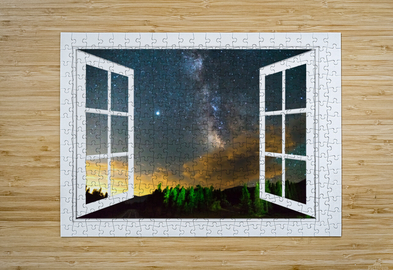 Milky Way Rising Out Of Clouds Open Window View  HD Metal print with Floating Frame on Back