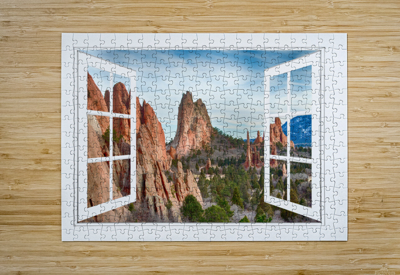 Garden of the Gods White Picture Open Window View  HD Metal print with Floating Frame on Back