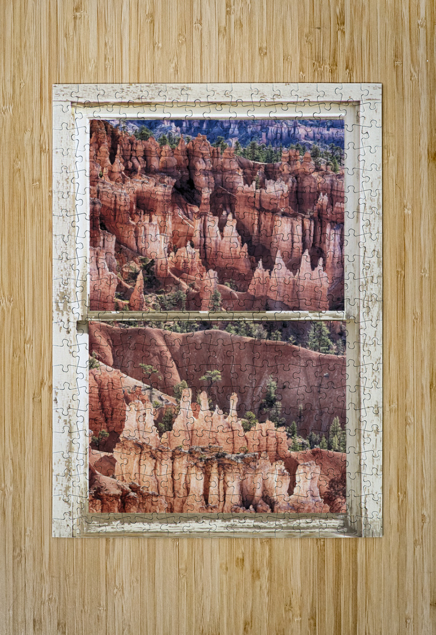 Bryce Canyon Utah View Through White Window  HD Metal print with Floating Frame on Back