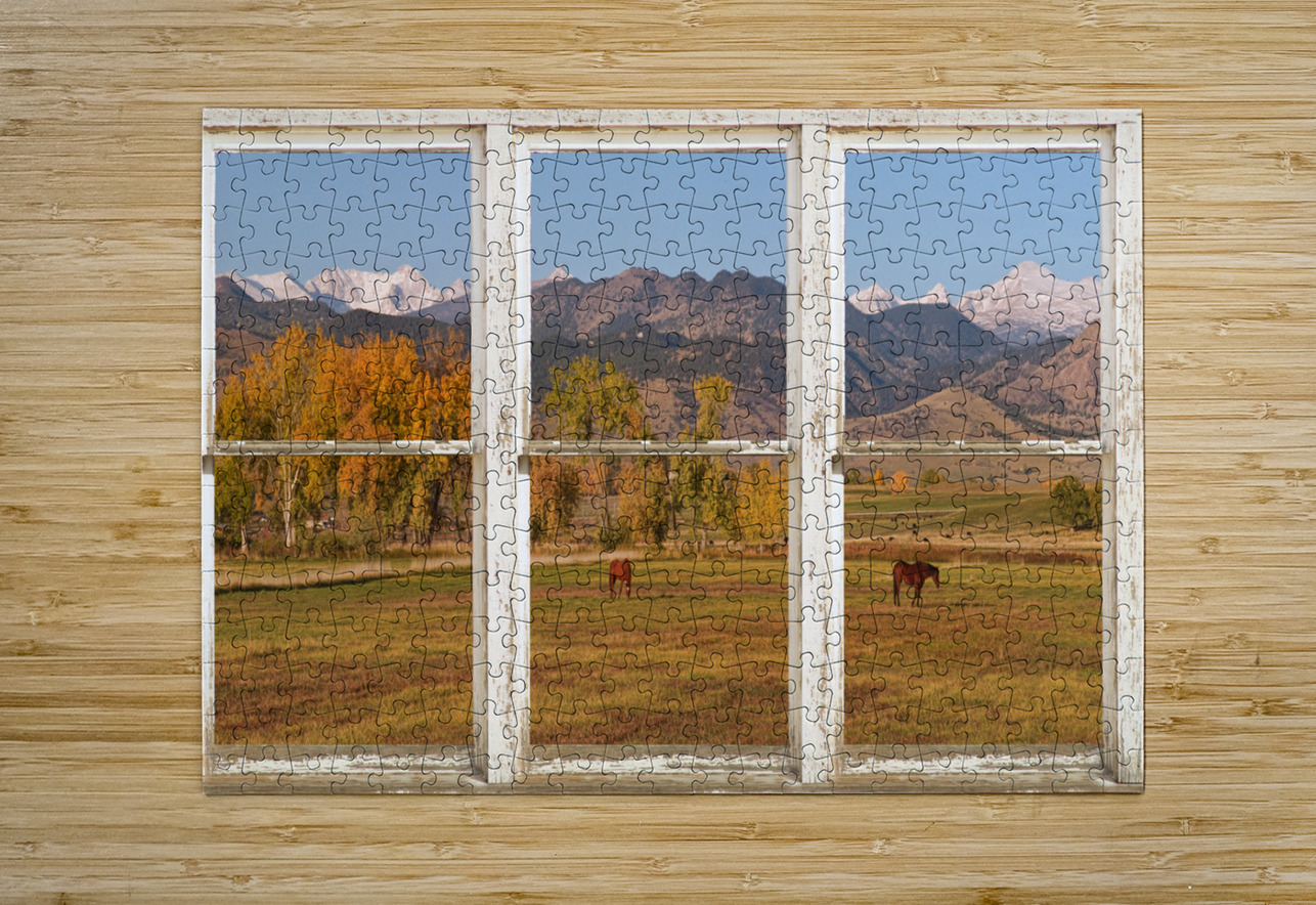 Horses Autumn White Barn Picture Window View Bo Insogna Puzzle printing