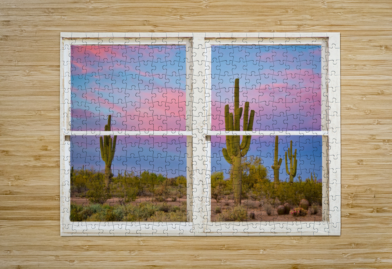 Colorful Southwest Desert Window View  HD Metal print with Floating Frame on Back