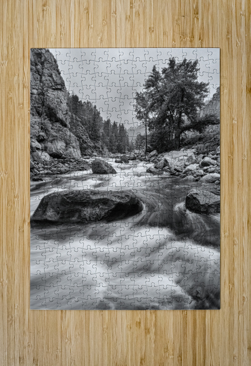Colorado Black White Canyon Portrait  HD Metal print with Floating Frame on Back