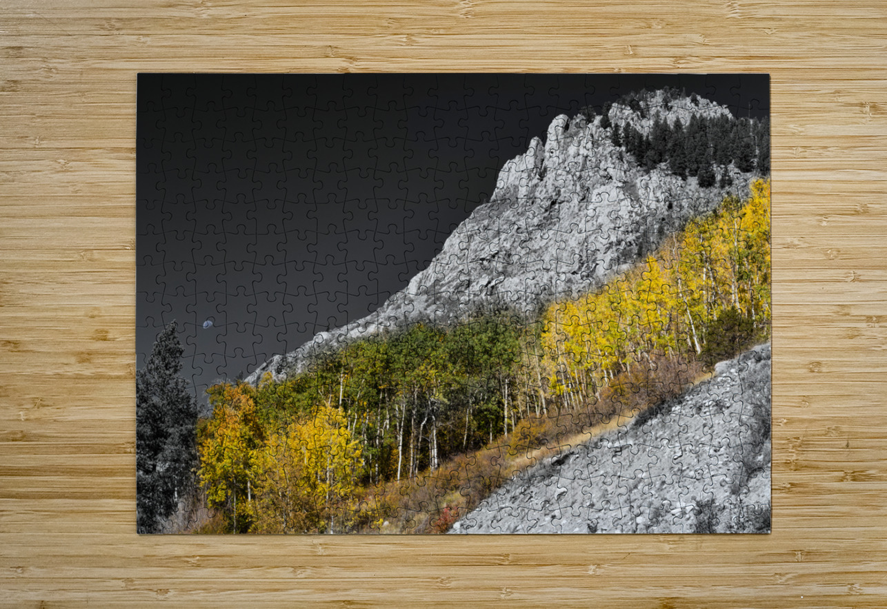 Monarch Pass Waning Gibbous Moon Selective  HD Metal print with Floating Frame on Back