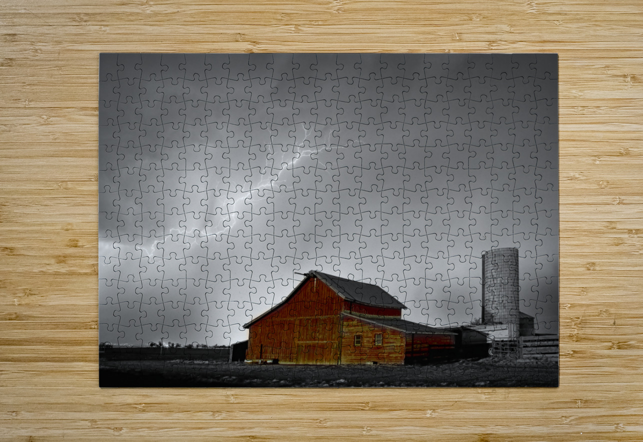 Watching the Farm Storm  HD Metal print with Floating Frame on Back