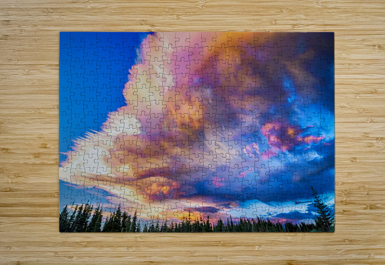 High Elevation Forest Sunset Sky Timed Stack  HD Metal print with Floating Frame on Back