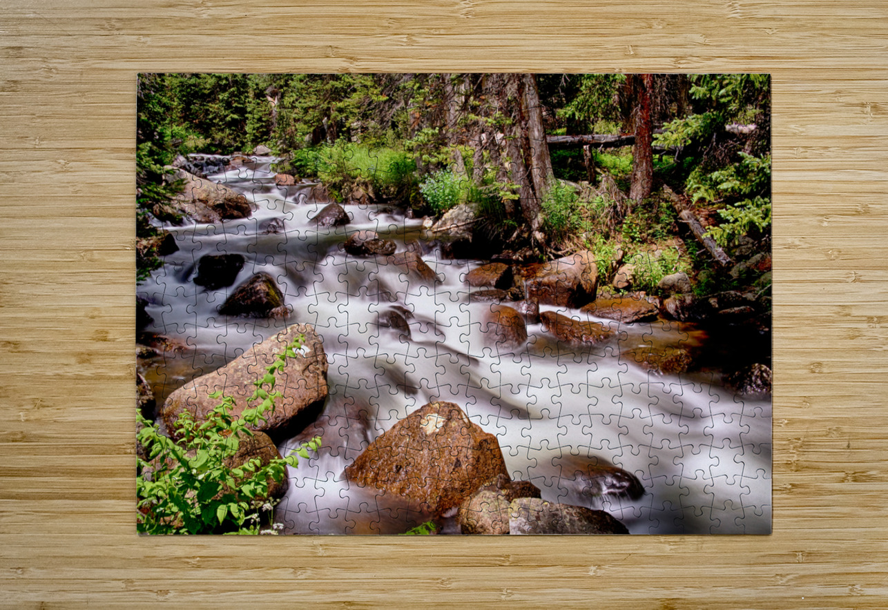 Cascading Rocky Mountain Forest Creek  HD Metal print with Floating Frame on Back