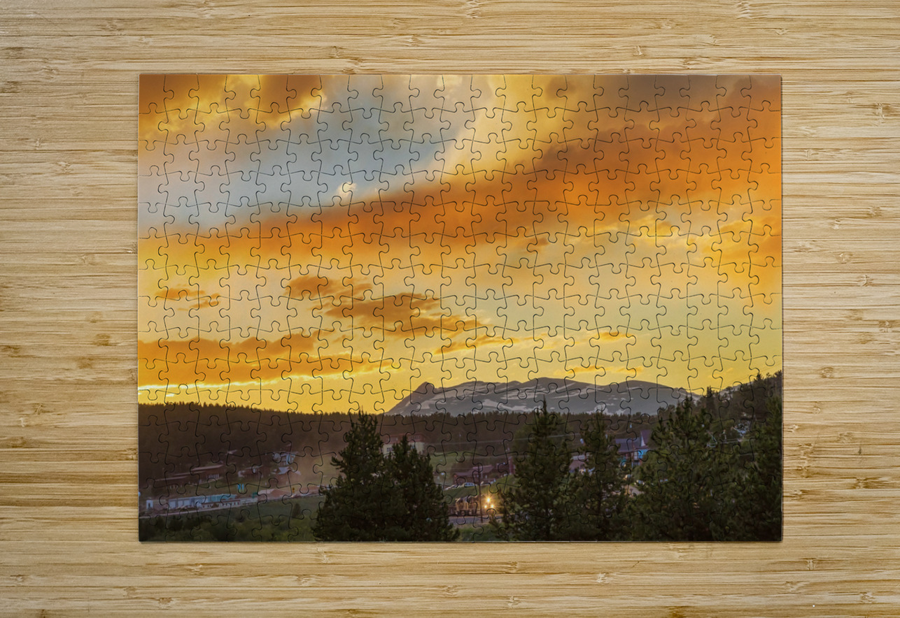 Train Sunset  Rollinsville Colorado  HD Metal print with Floating Frame on Back