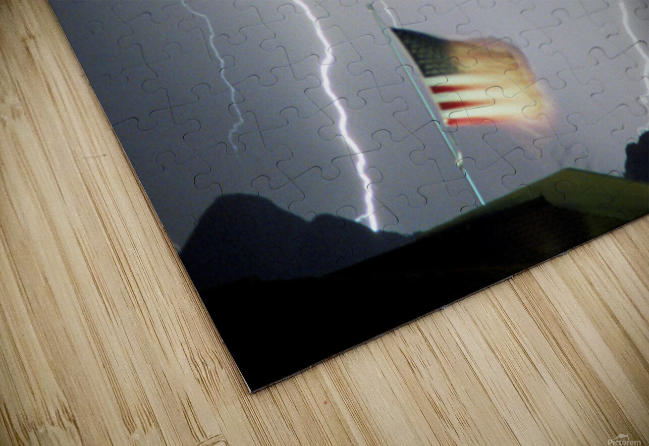 USA Flag and Lightning HD Sublimation Metal print