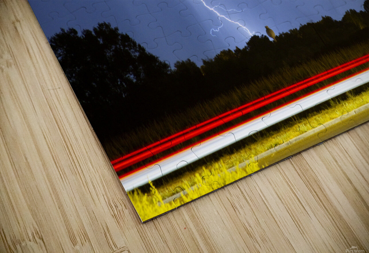 Lightning Storm Red White Blue HD Sublimation Metal print