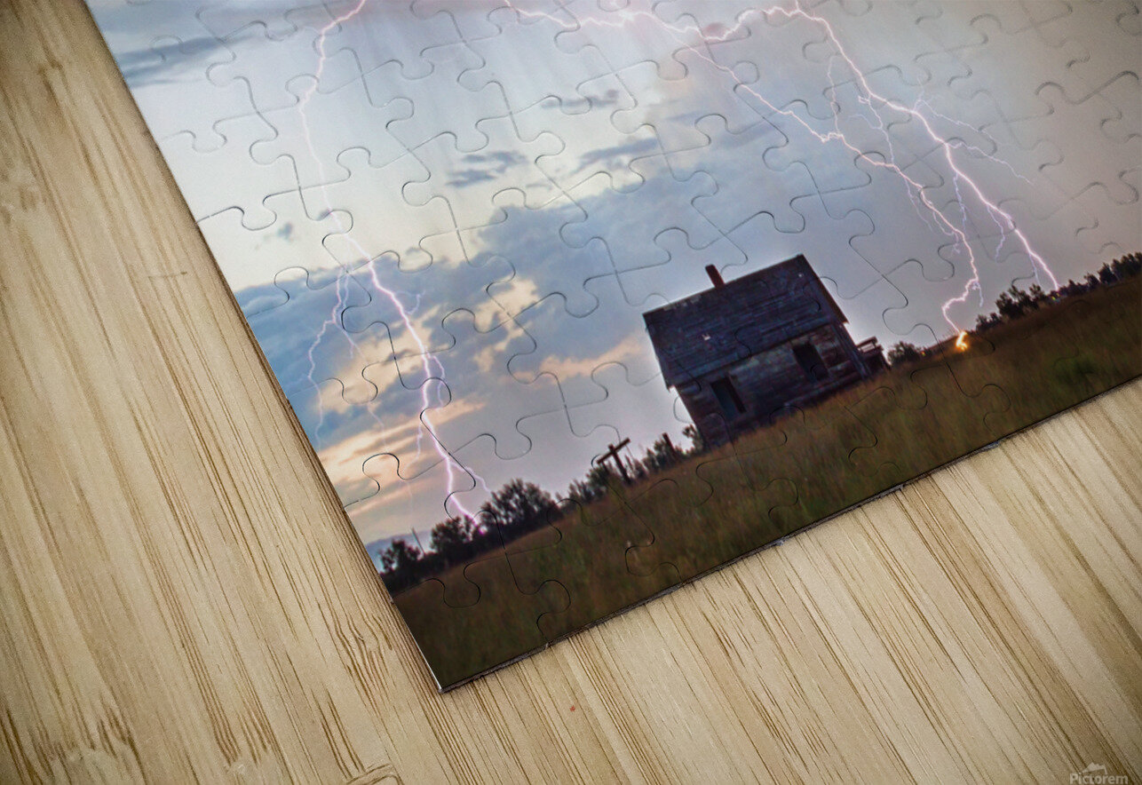 Lightning On the Prairie Homestead HD Sublimation Metal print