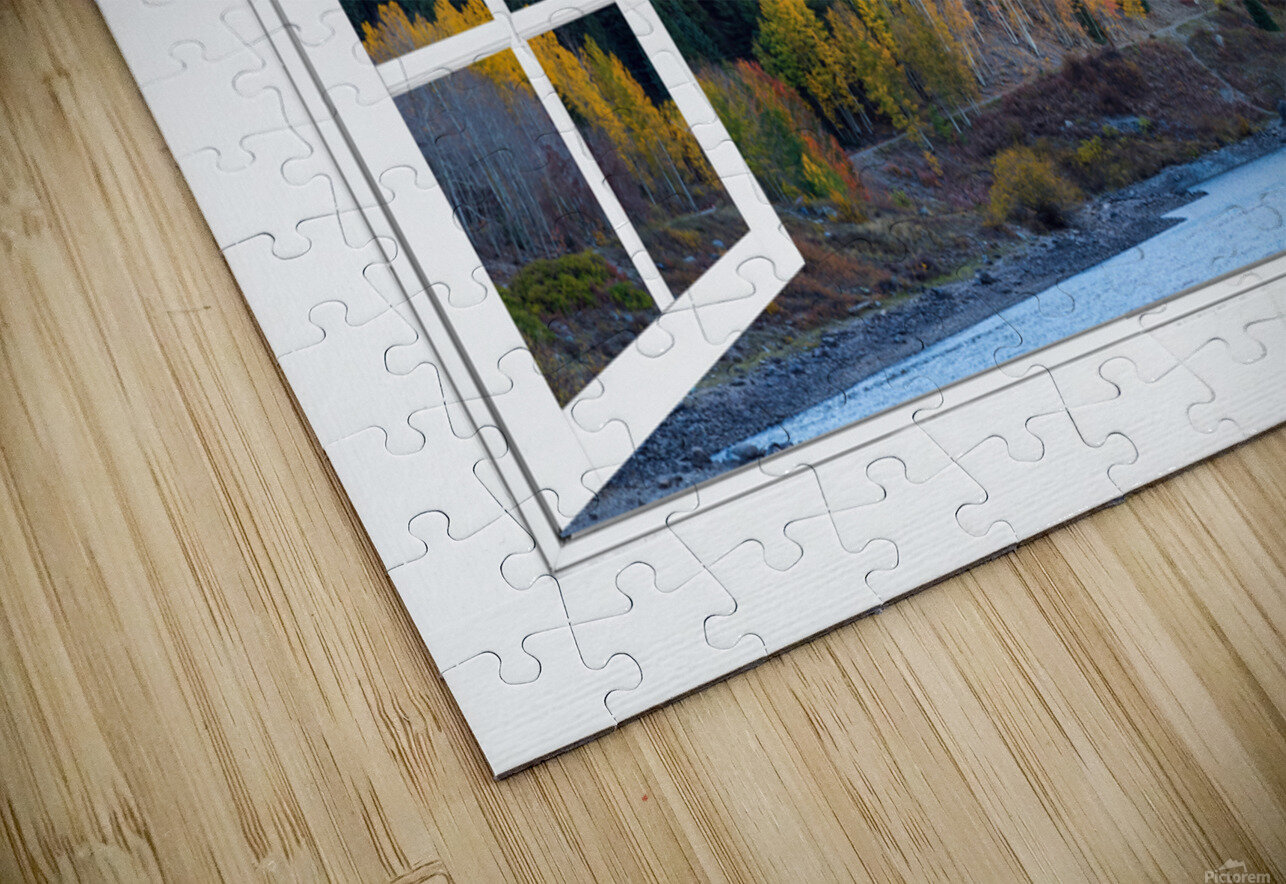 Trout Lake Autumn Rocky Mountain Open White Window Impression de sublimation métal HD