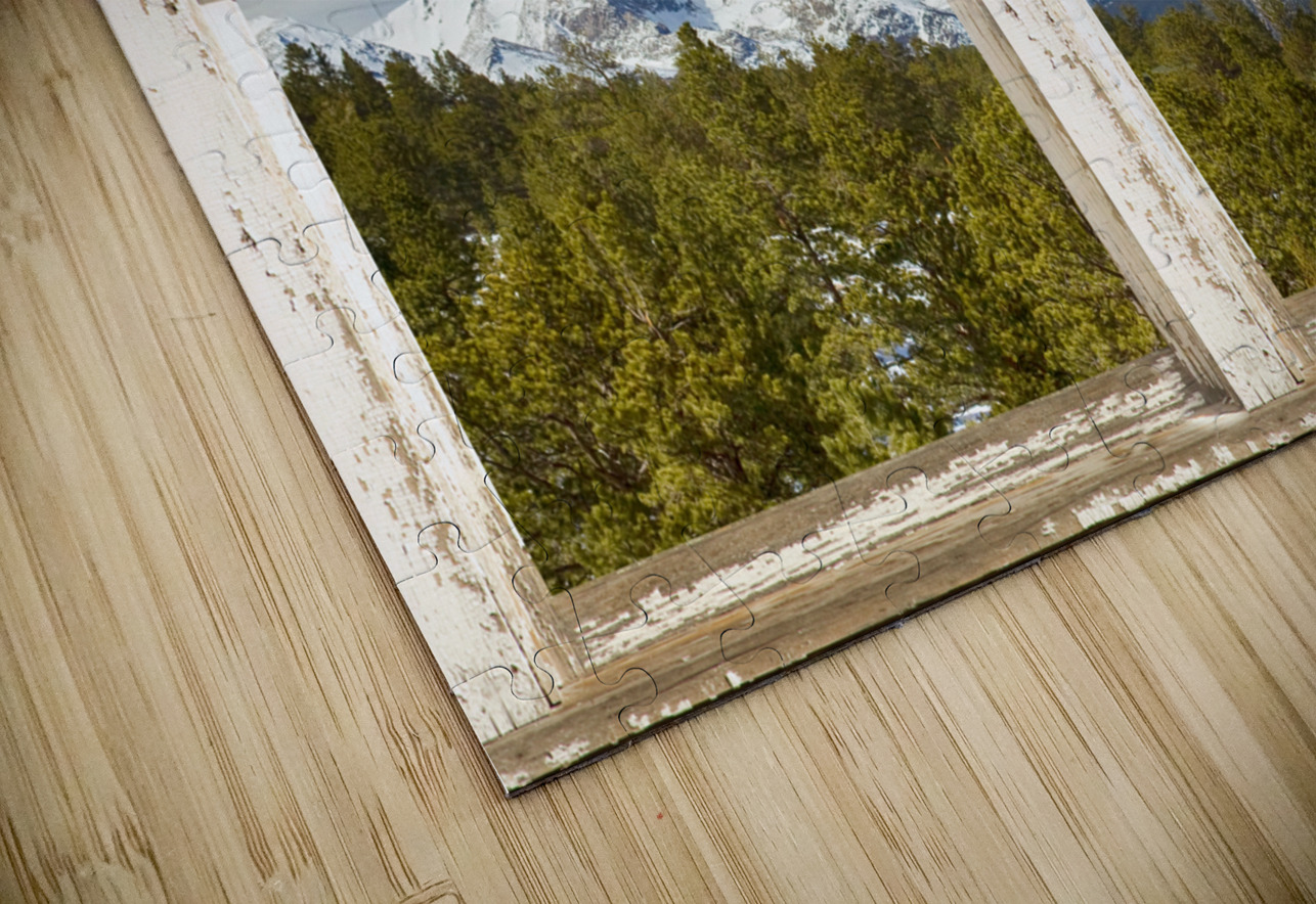 Colorado Rocky Mountain Rustic Window View HD Sublimation Metal print