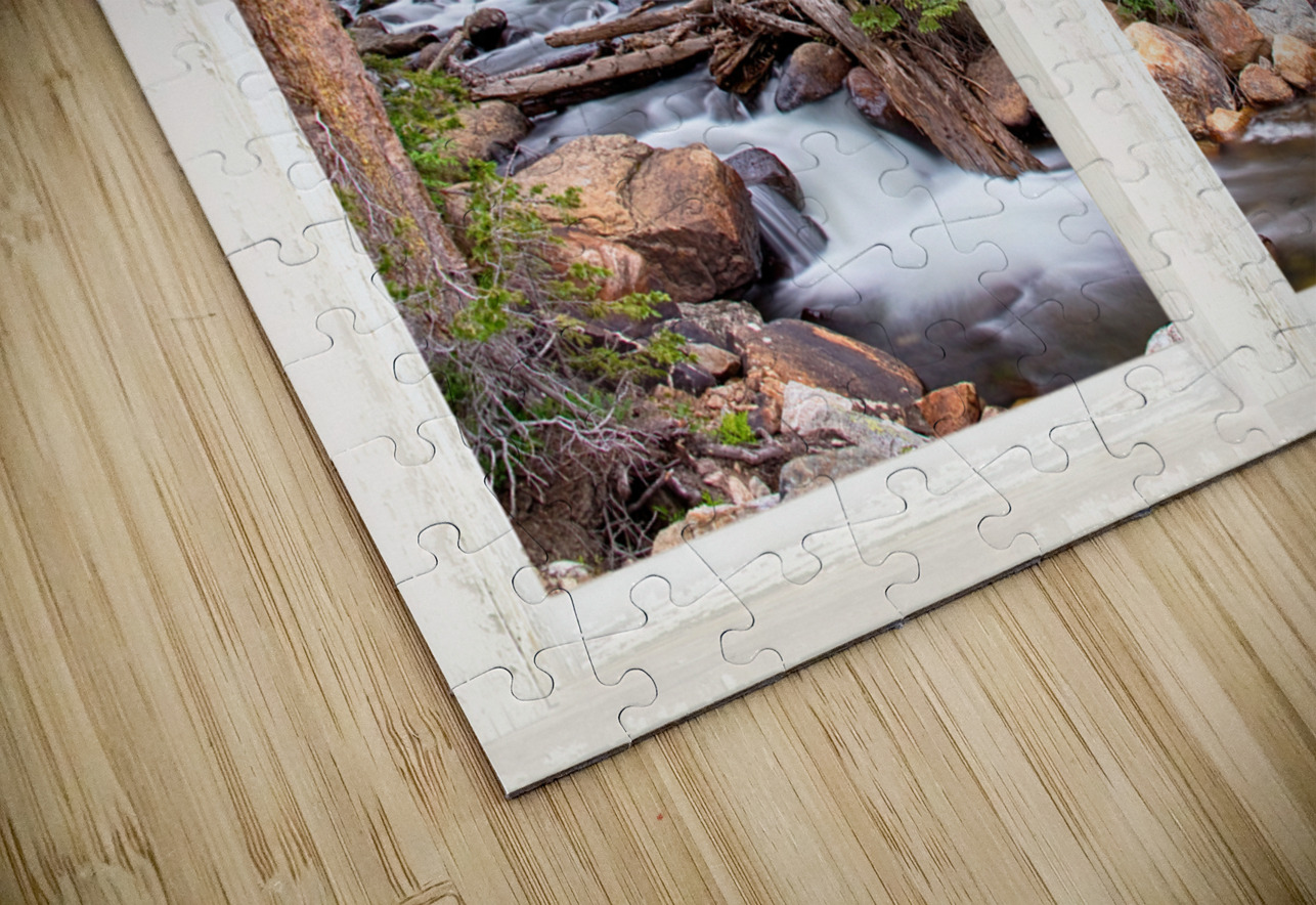 Rocky Mountains Forest Stream Rustic Window HD Sublimation Metal print