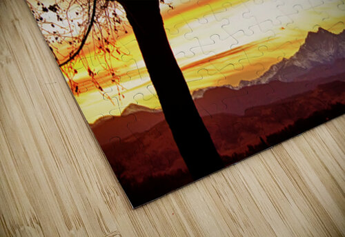 Colorado Sunset with Twin Peaks and Tree Silhouette Bo Insogna puzzle