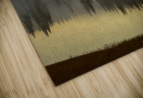 Yellowstone Wyoming Foggy Forest Lake Reflection Fine Art Print Bo Insogna puzzle