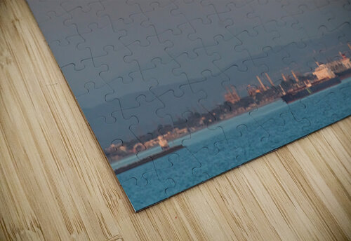 Full Moon Rising Over the Port of Los Angeles and LAX Arrival Bo Insogna puzzle