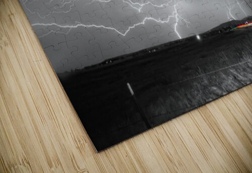 Black and White Lightning Thunderstorm with Color Light Trail Bo Insogna puzzle