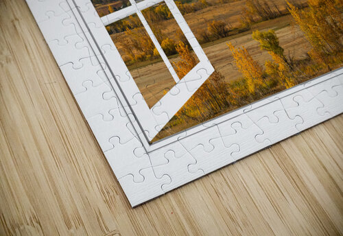 Boulder Flatirons Autumn White Open Window View jigsaw puzzle