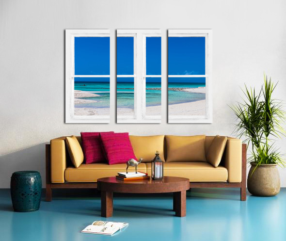 Tropical Blue Ocean Window View Split Canvas print