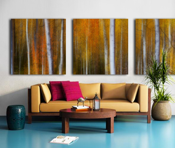 Forest Color Burst Modern Abstract 60x20 Split Canvas print