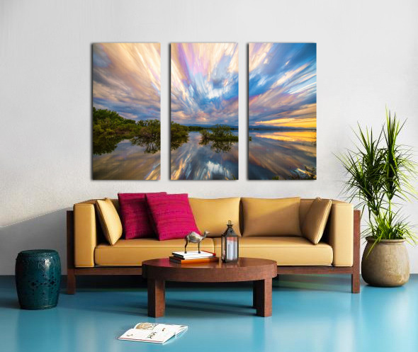 Sunset Lake Reflections Timed Stack  Split Canvas print