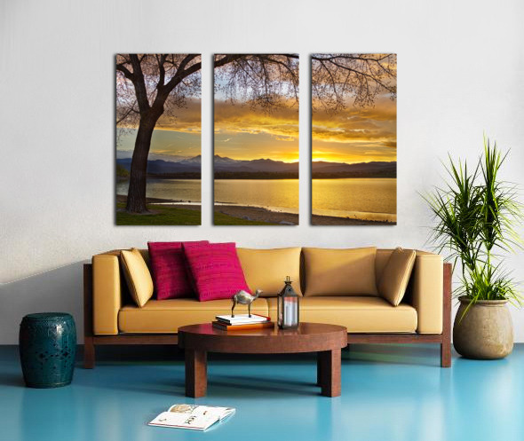 Twin Peaks Golden Spring Sunset Split Canvas print