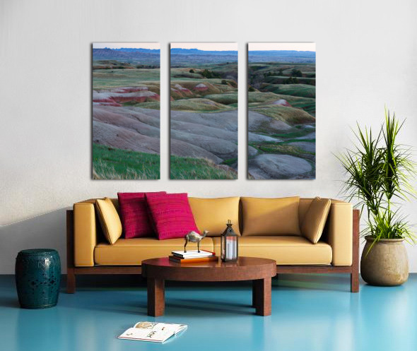 South Dakota Badlands and Refreshed Springtime Grasslands Split Canvas print