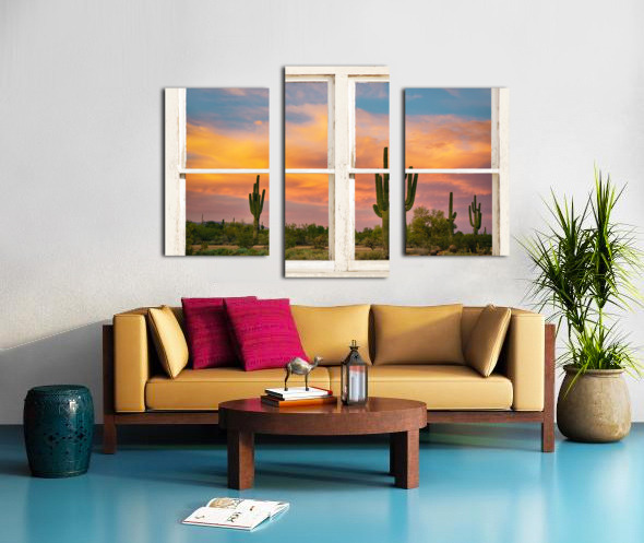 Colorful Southwest Desert Rustic Window View Canvas print