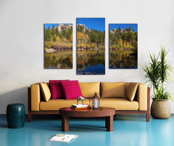 Cool Calm Rocky Mountains Autumn Reflections Canvas print