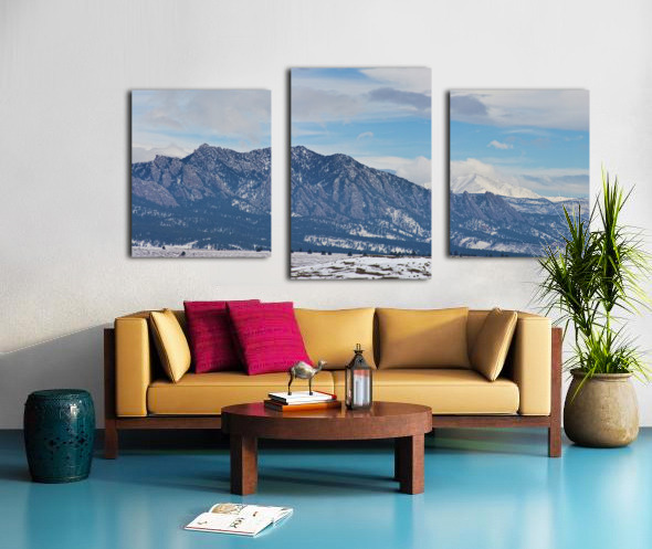 Flatirons Longs Peak Winter Panorama Impression sur toile
