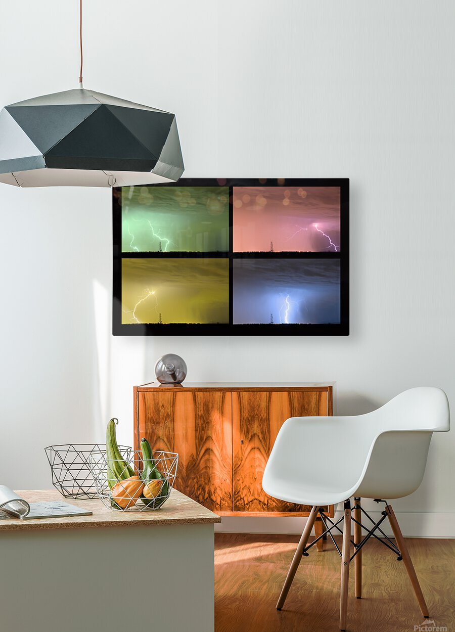 Colorful Lightning Thunderstorm Collage  HD Metal print with Floating Frame on Back