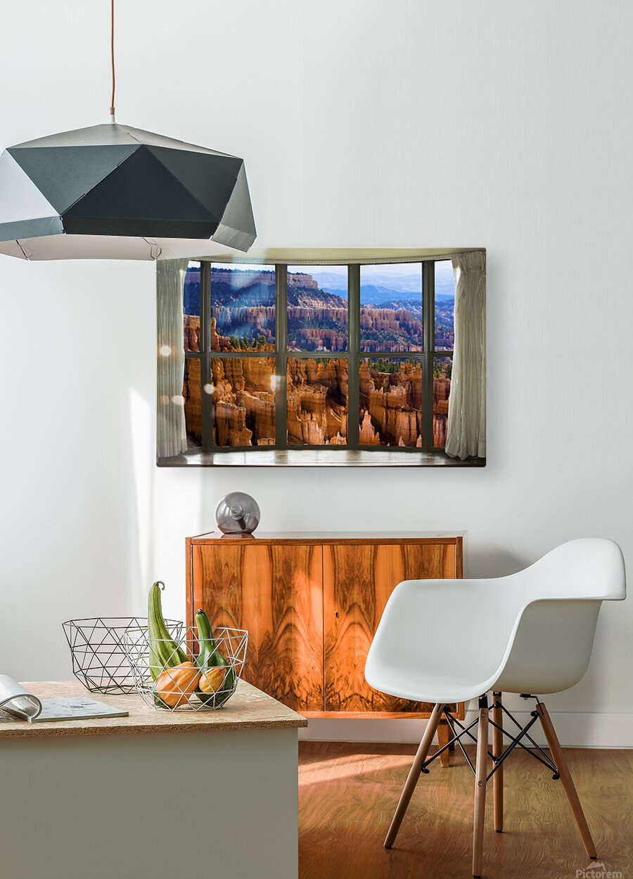 Bryce Canyon Bay Window View  Impression métal HD avec cadre flottant sur le dos