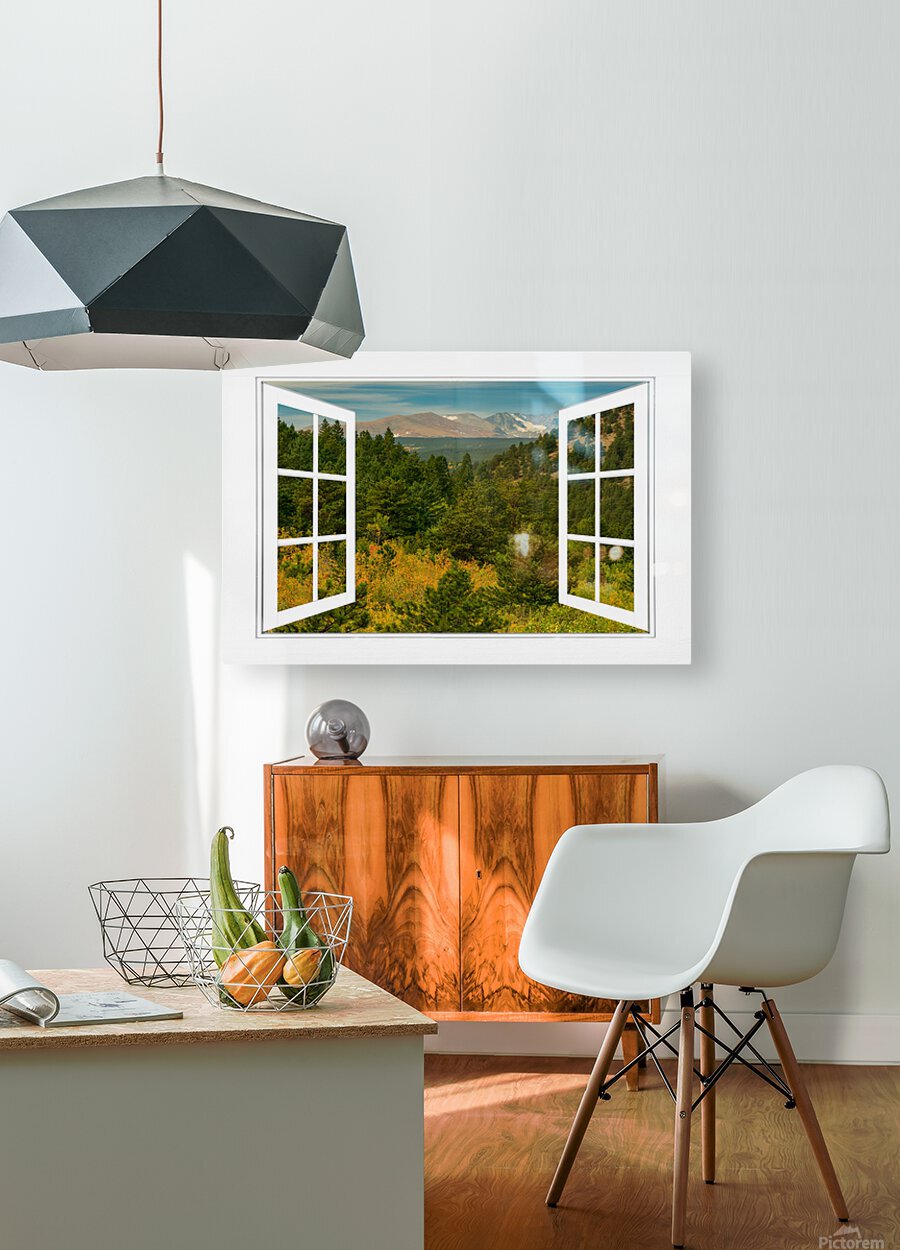 Autumn Rocky Mountain Open White Picture Wind  HD Metal print with Floating Frame on Back