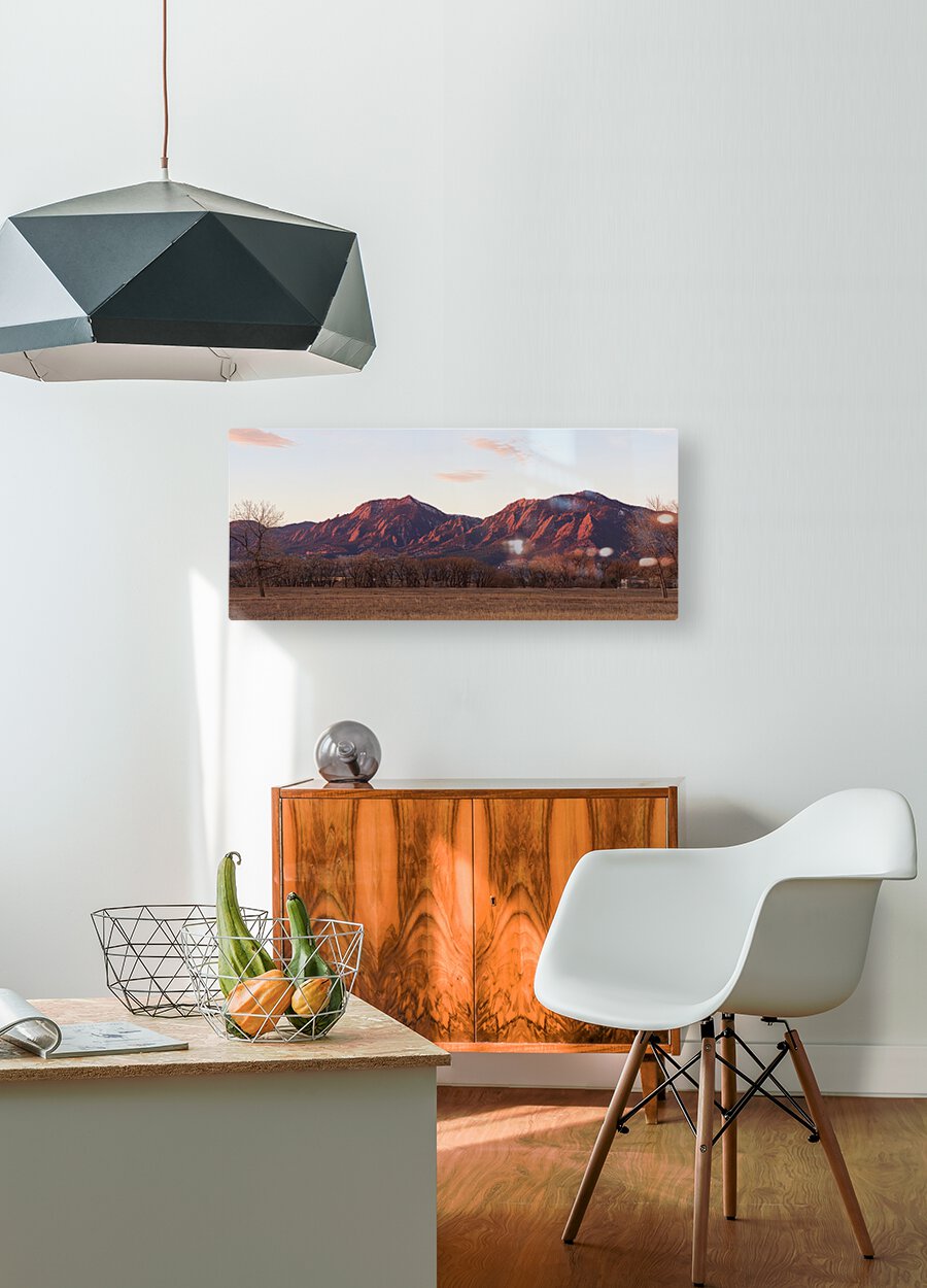 Rocky Mountain Front Range Boulder Flatiron Pano  HD Metal print with Floating Frame on Back