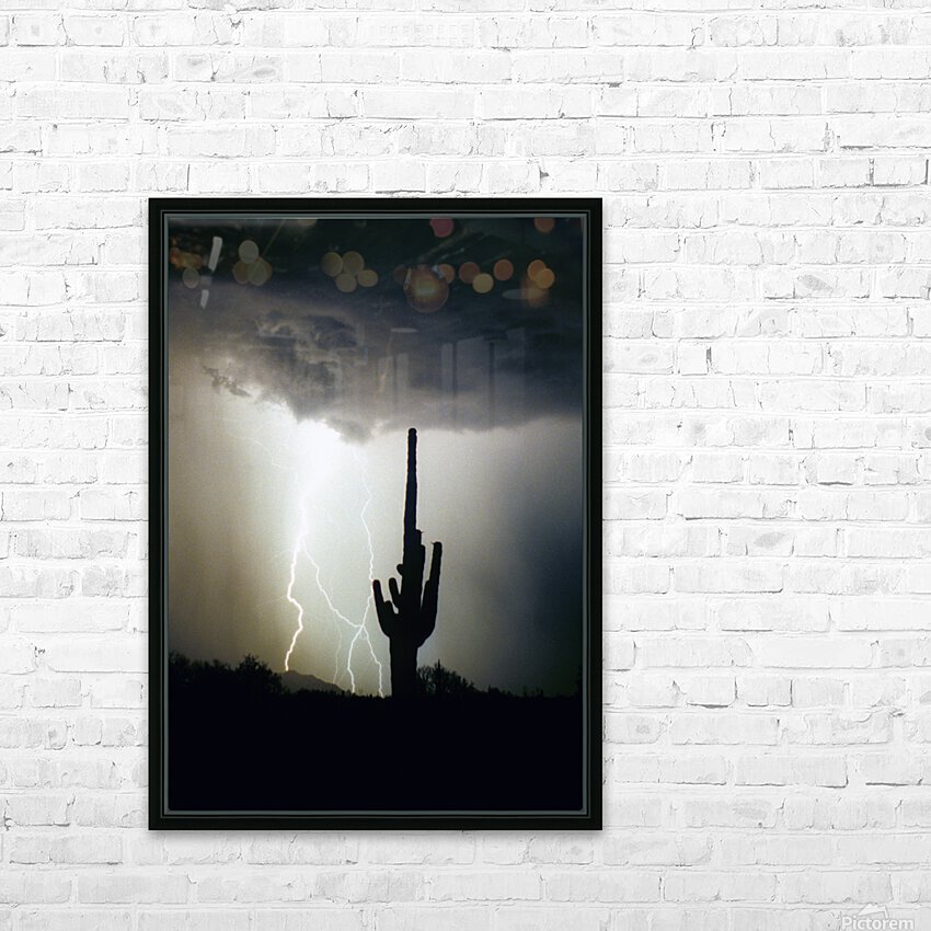 Lightning Swirl Saguaro Cactus Highlands HD Sublimation Metal print with Decorating Float Frame (BOX)