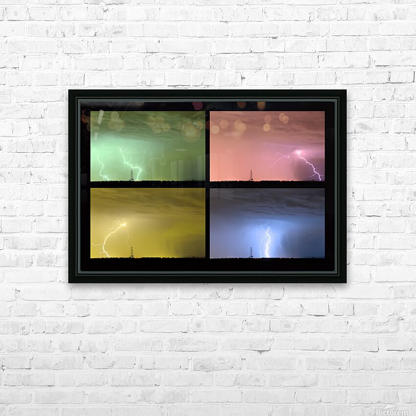 Colorful Lightning Thunderstorm Collage HD Sublimation Metal print with Decorating Float Frame (BOX)